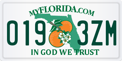 FL license plate 0193ZM