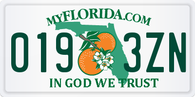 FL license plate 0193ZN
