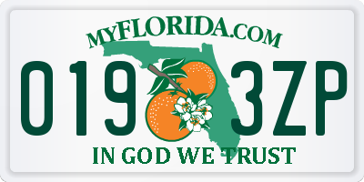 FL license plate 0193ZP