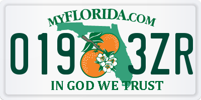 FL license plate 0193ZR