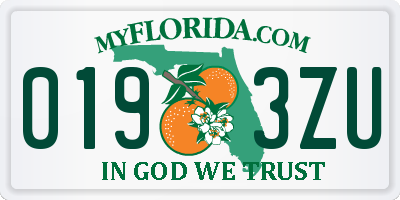 FL license plate 0193ZU