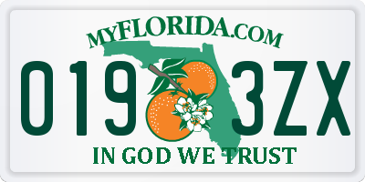 FL license plate 0193ZX
