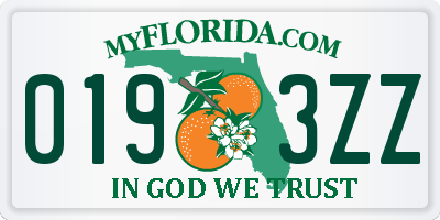 FL license plate 0193ZZ