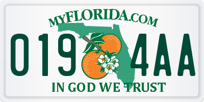 FL license plate 0194AA