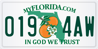 FL license plate 0194AW