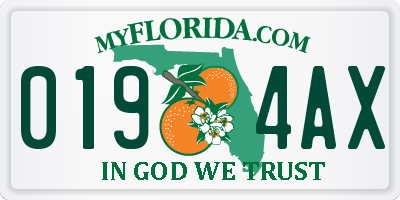 FL license plate 0194AX