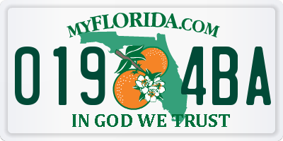 FL license plate 0194BA