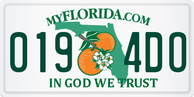 FL license plate 0194DO