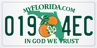 FL license plate 0194EC
