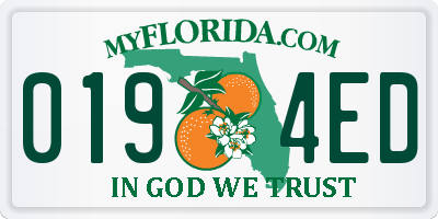 FL license plate 0194ED