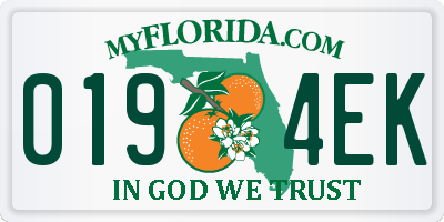 FL license plate 0194EK