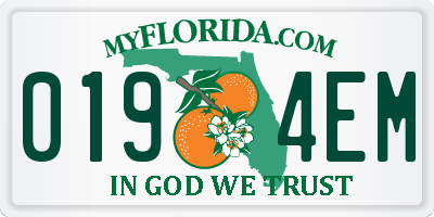 FL license plate 0194EM