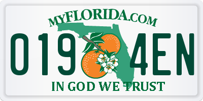 FL license plate 0194EN