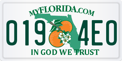 FL license plate 0194EO