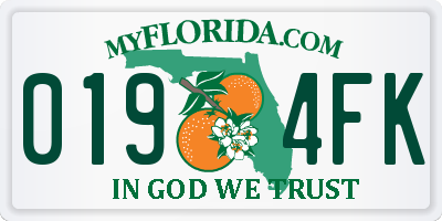 FL license plate 0194FK
