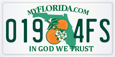 FL license plate 0194FS