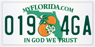 FL license plate 0194GA
