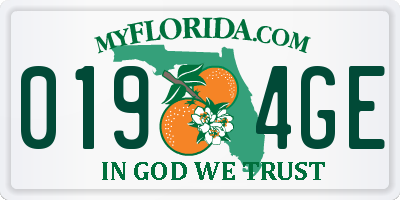 FL license plate 0194GE