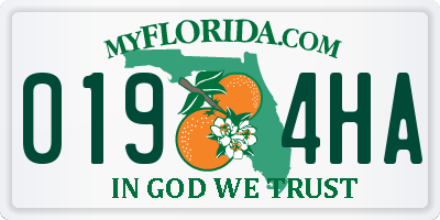 FL license plate 0194HA