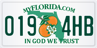 FL license plate 0194HB