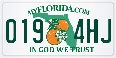 FL license plate 0194HJ