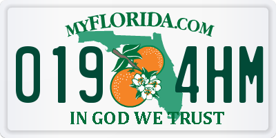 FL license plate 0194HM