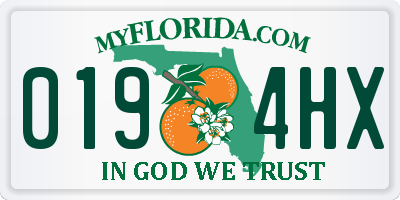 FL license plate 0194HX