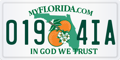 FL license plate 0194IA