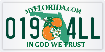 FL license plate 0194LL