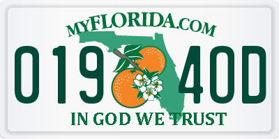 FL license plate 0194OD