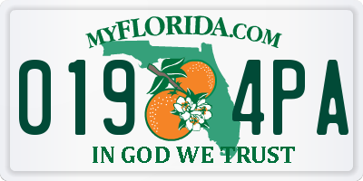 FL license plate 0194PA