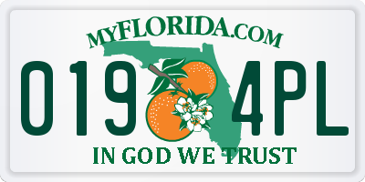 FL license plate 0194PL