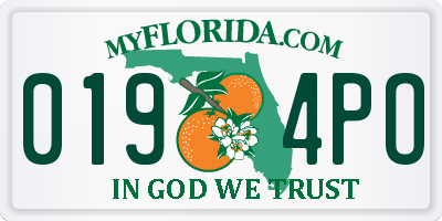 FL license plate 0194PO