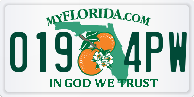 FL license plate 0194PW