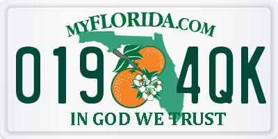 FL license plate 0194QK