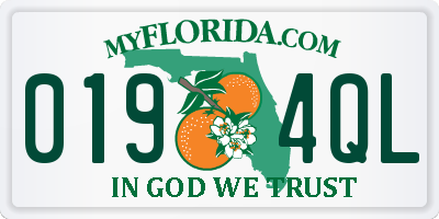 FL license plate 0194QL