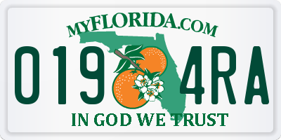 FL license plate 0194RA