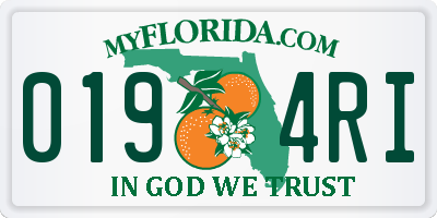 FL license plate 0194RI