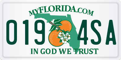 FL license plate 0194SA