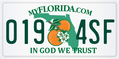 FL license plate 0194SF