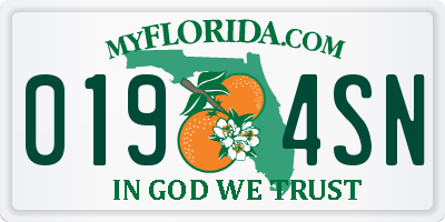 FL license plate 0194SN