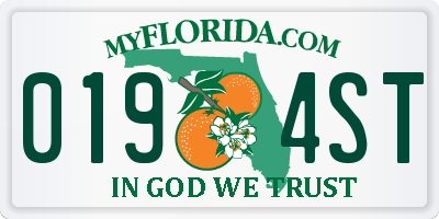 FL license plate 0194ST