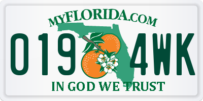 FL license plate 0194WK