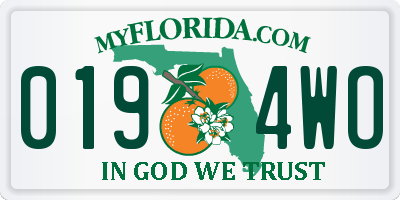 FL license plate 0194WO