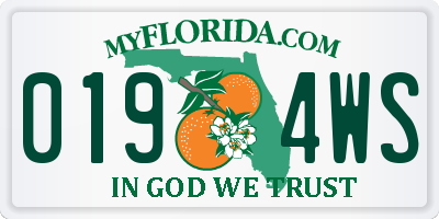 FL license plate 0194WS