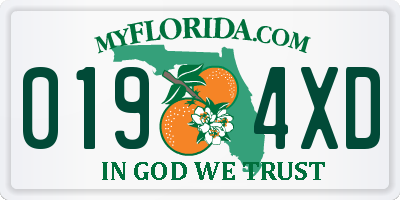 FL license plate 0194XD