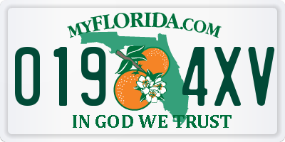 FL license plate 0194XV