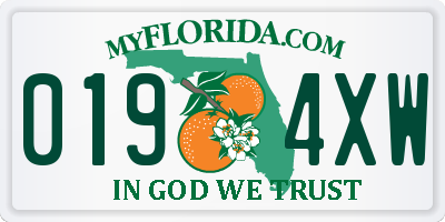 FL license plate 0194XW