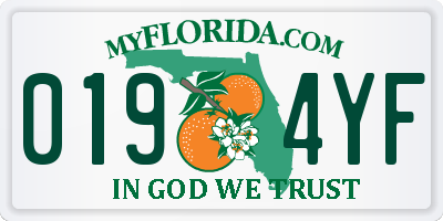 FL license plate 0194YF