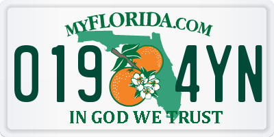 FL license plate 0194YN